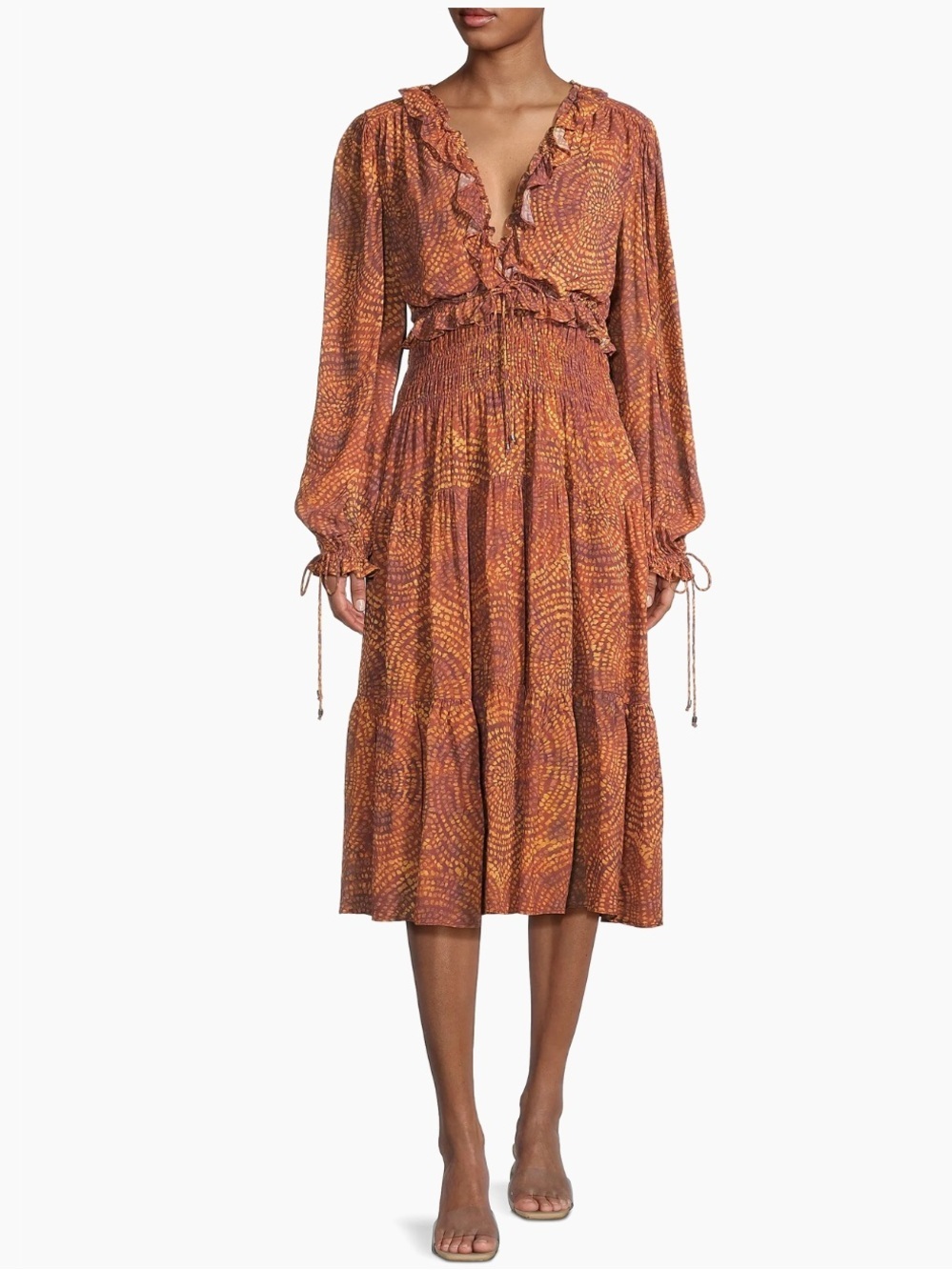 Stellah Sand Garden Midi Dress NWT